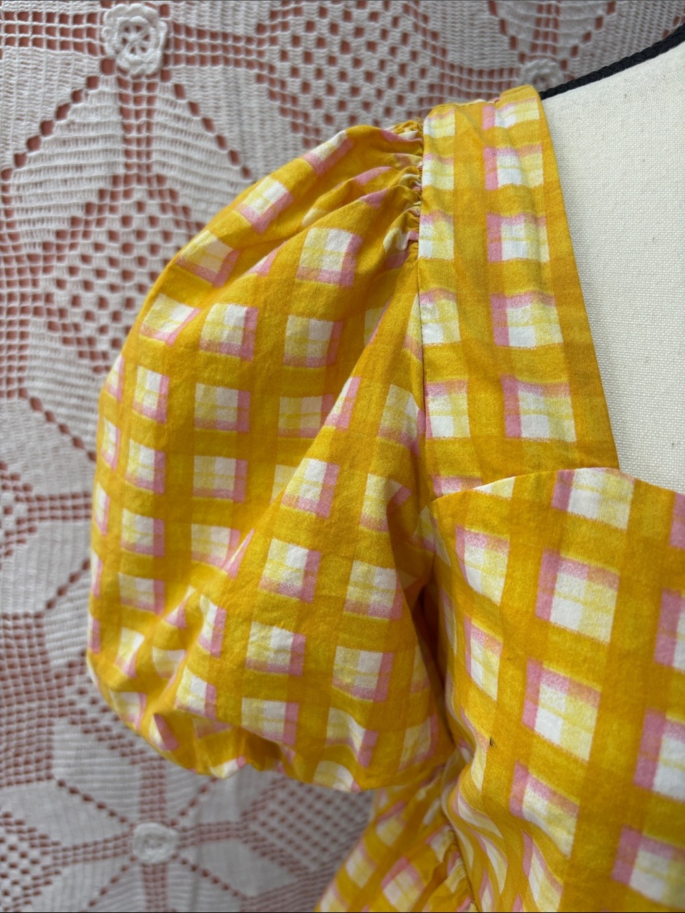 Hudson North Gingham Puff Sleeve Top Sz Sm - Picture 4 of 10